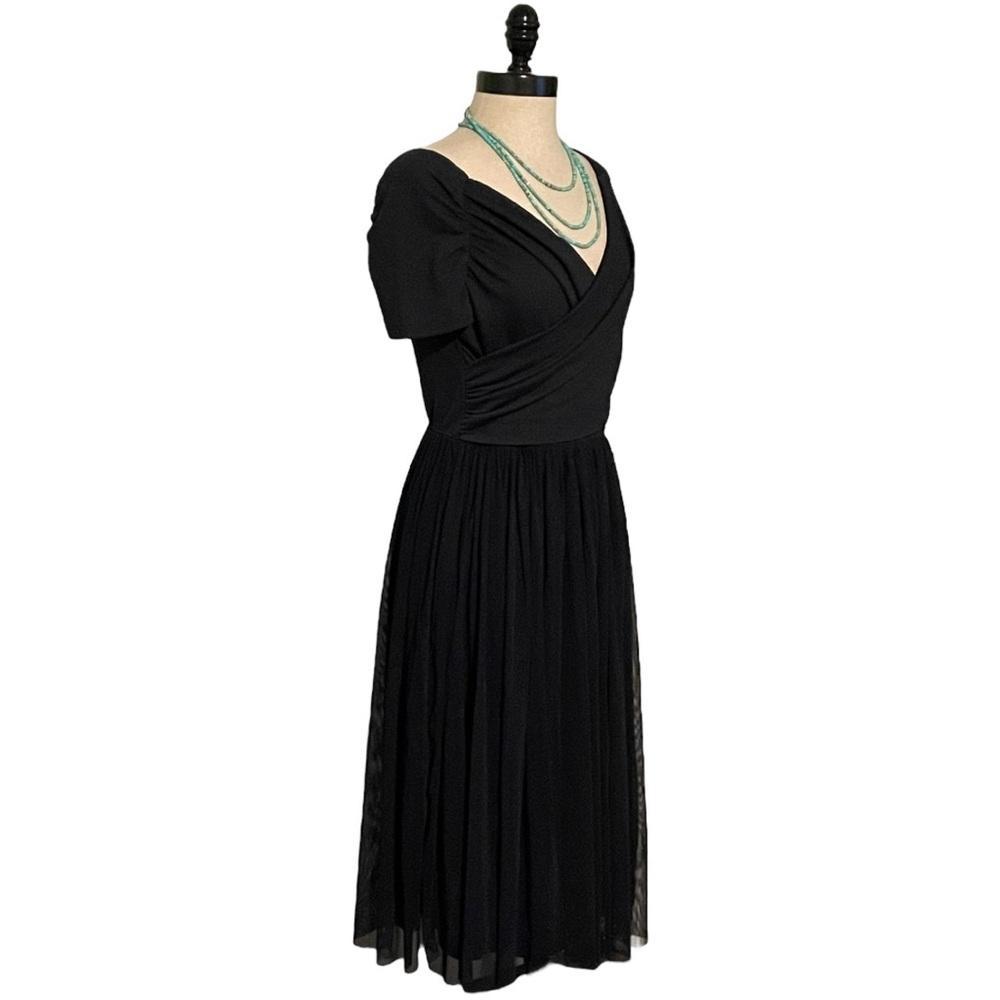 Zara Basic Collection Midi Dress - Lined With Tulle Overlay Skirt - Size Large - Picture 5 of 6